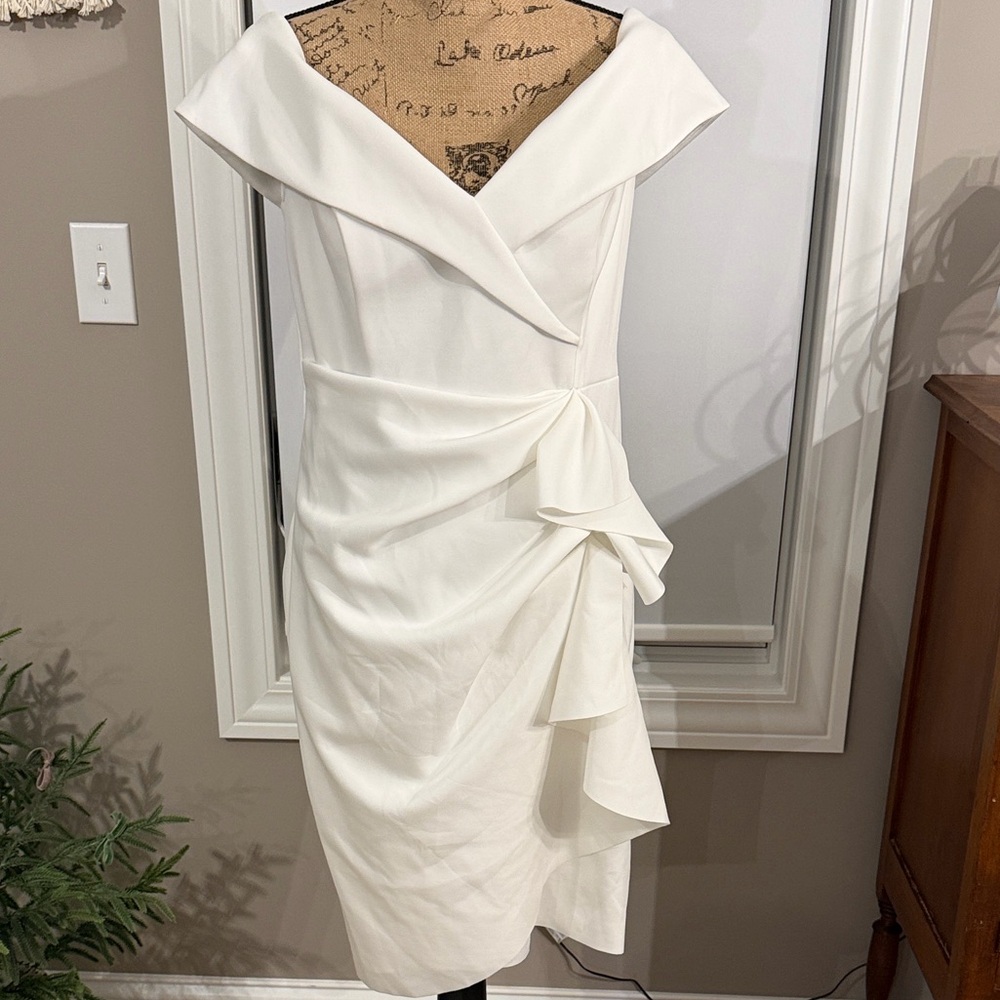 Xscape Asymmetrical White Dress - Picture 1 of 9